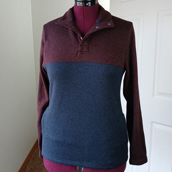 Sonoma The Supersoft Sweater Fleece S colorblock sweatshirt quarter snap pockets - Picture 6 of 16